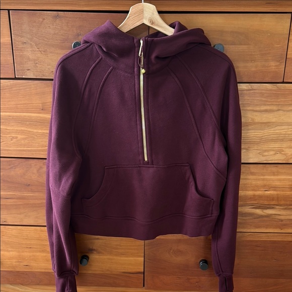 lululemon athletica Tops - lululemon 1/2 Zip Oversized Scuba with Gold Zipper Detail in Garnet XS/S